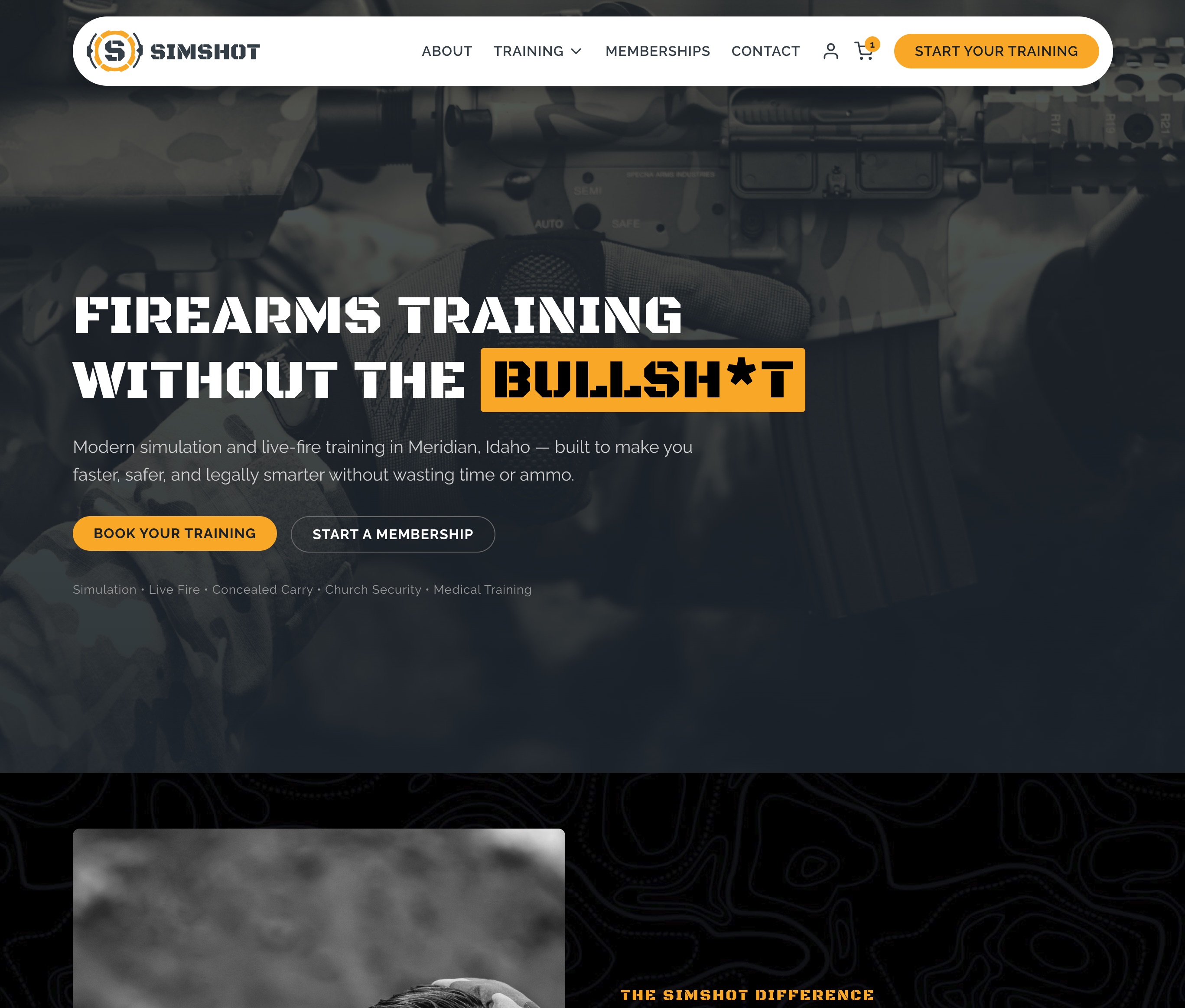 The Simshot homepage